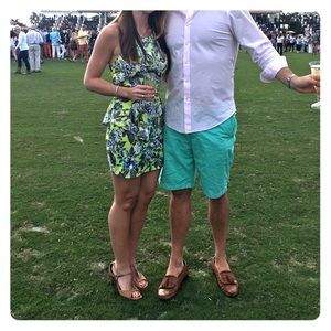 Bright green and teal sexy short dress.